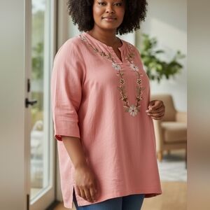 Dress Barn Floral Embroidery Accent Top Size Women's 2X